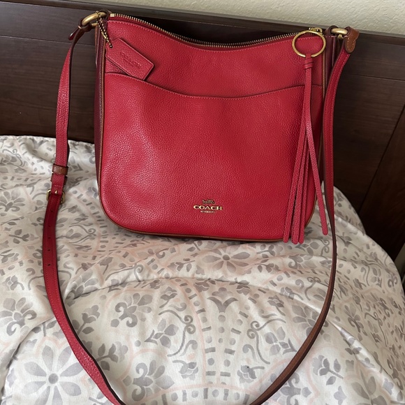 Coach Red leather crossbody - Picture 1 of 5